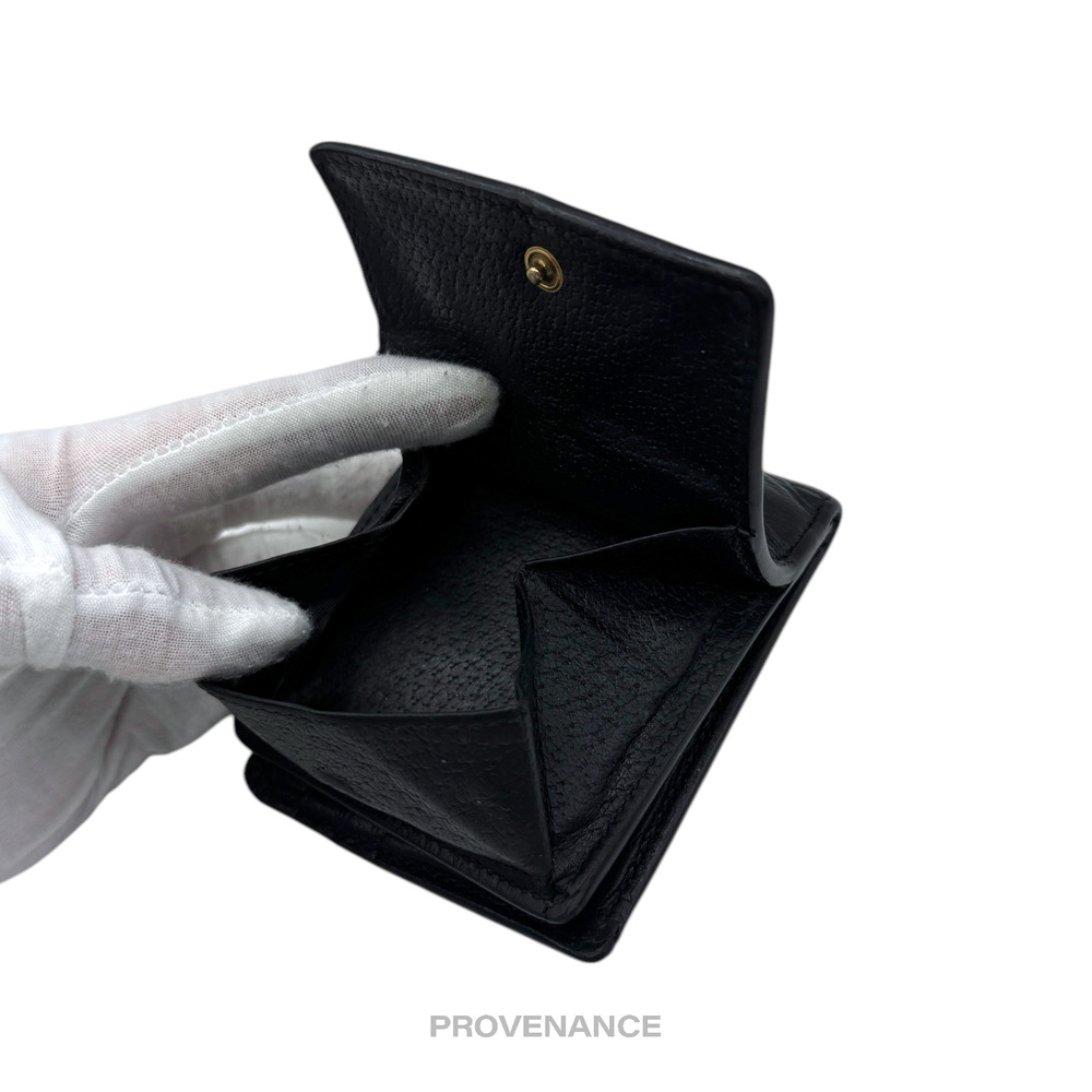 🔴 Gucci GG Marmont Snap Bifold Wallet - Black Leather - Picture 9 of 10